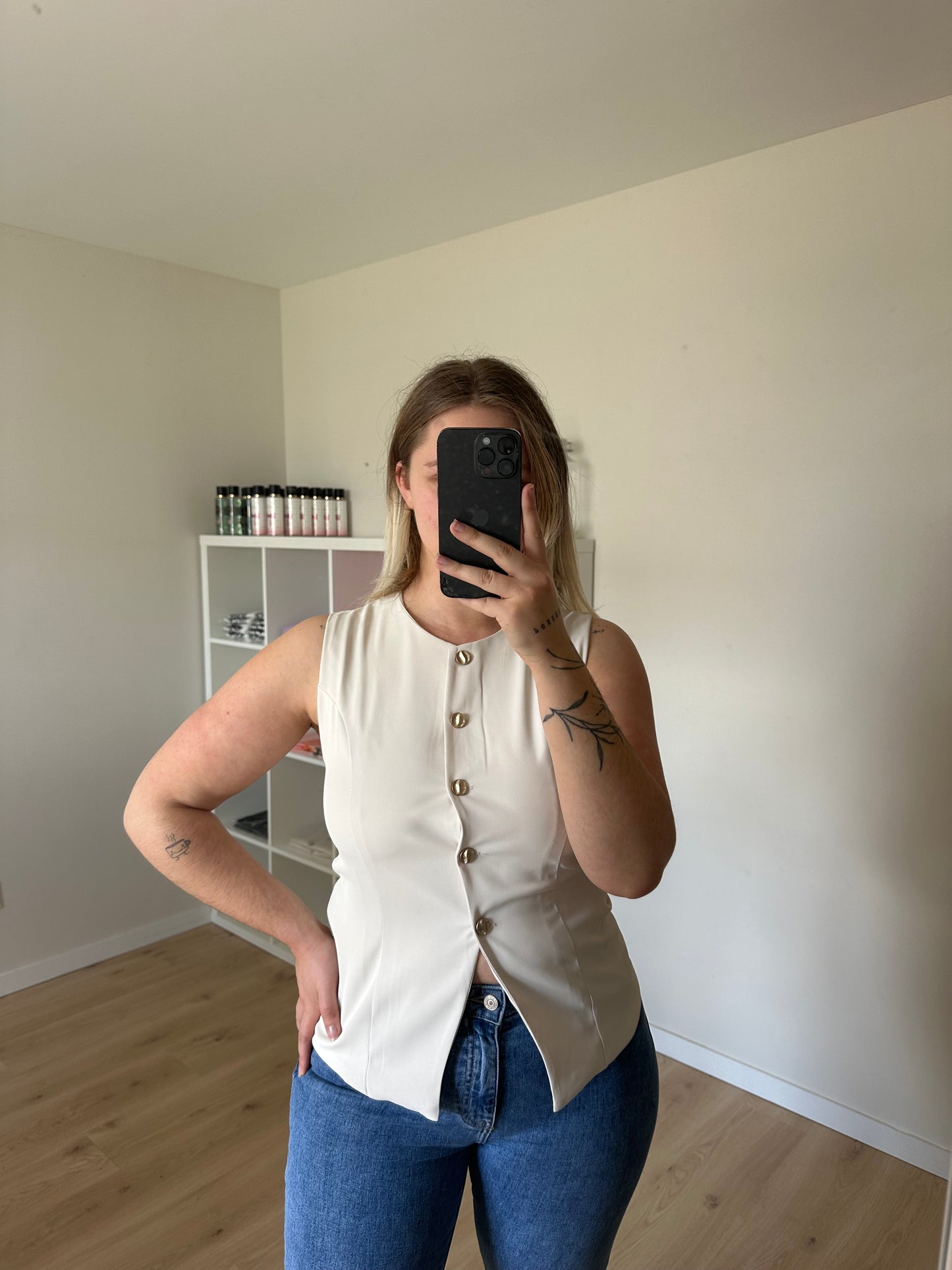 GILET SANS MANCHES BEIGE