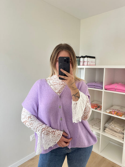 GILET SANS MANCHES EN MOHAIR LILA