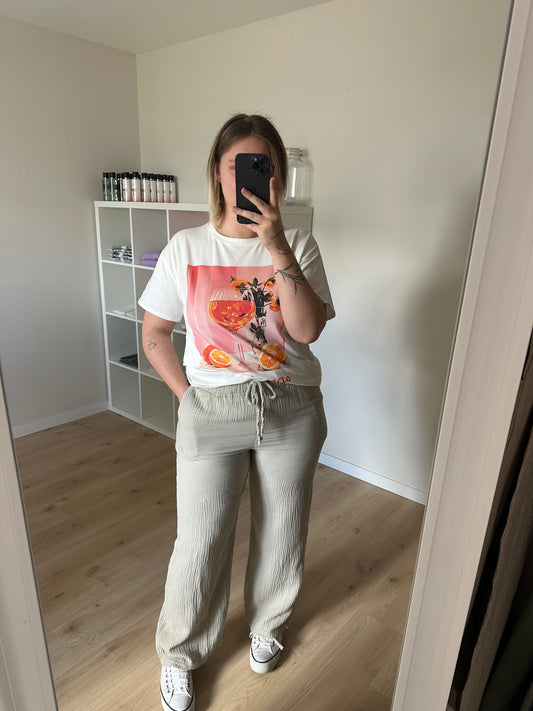 PANTALON EN GAZE DE COTON BEIGE