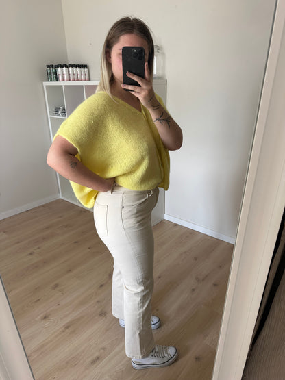 JEANS DROIT TAILLE HAUTE BEIGE